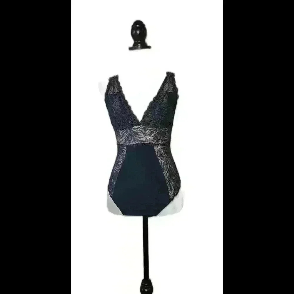 Elegant Floral Lace Bodysuit/Teddy - Blue
